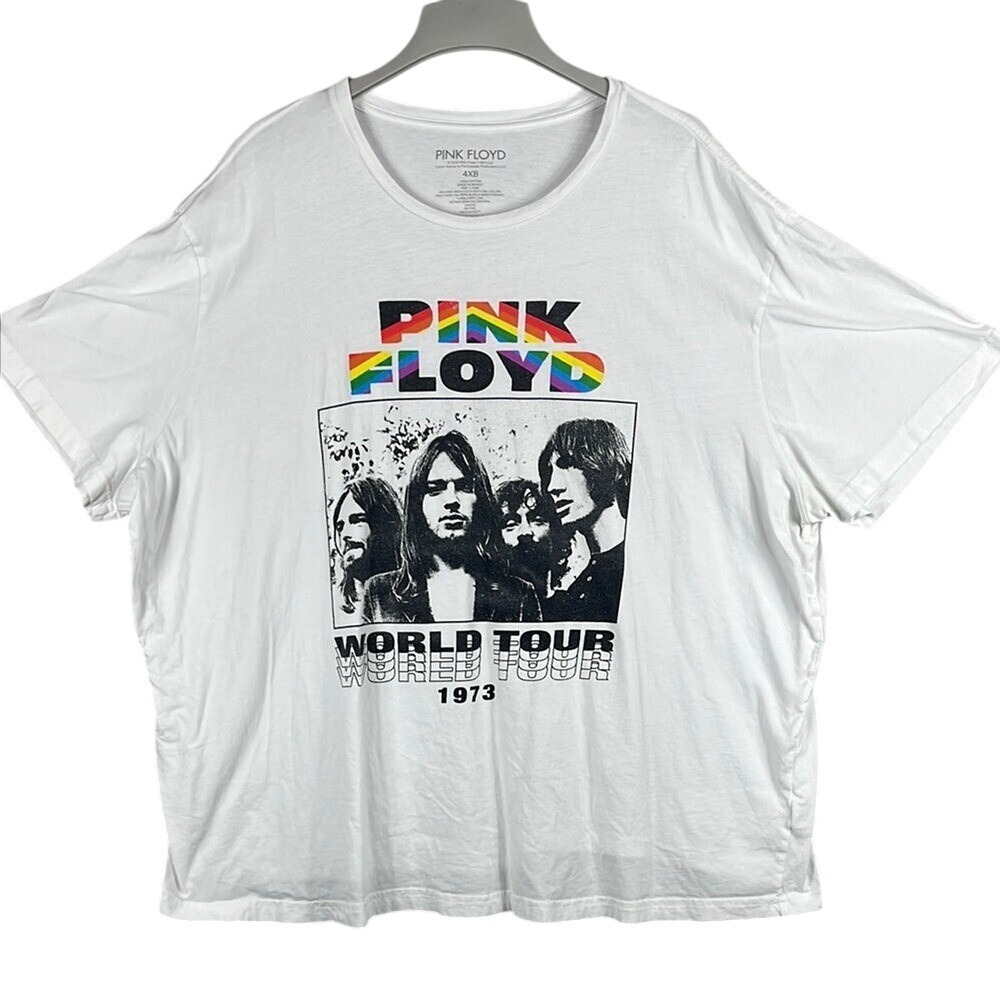 Pink Floyd Womens Band T-Shirt Cropped Size 4XB White Pink Floyd World Tour 1973